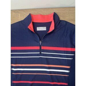 Callaway Men's Size XL Pullover 1/4 Thin Collard Lightweight Blue w/Stripes
